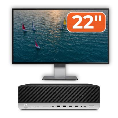 Pachet Calculator Second Hand HP EliteDesk 800 G4 SFF, Intel Core i5-8500 3.00 - 4.10GHz, 8GB DDR4, 256GB SSD + Monitor 22" NewTechnology Media