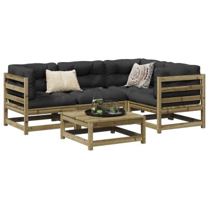 Set mobilier de grădină cu perne, 5 piese, lemn de pin tratat GartenMobel Dekor