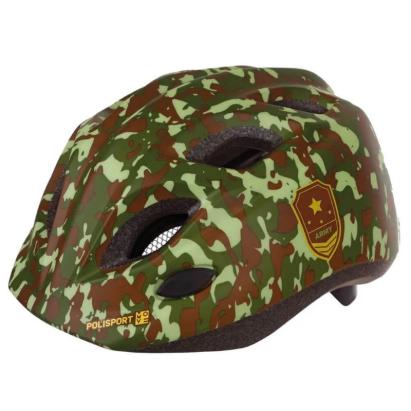 Casca Ciclism Copii Cu Led Polisport Army - 52-56 cm, S, Verde Ultimate FactoryBikes