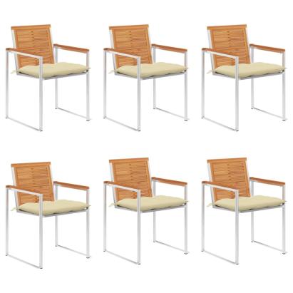 Scaune de grădină cu perne, 6 buc., lemn masiv de acacia GartenMobel Dekor