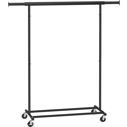 SONGMICS Suport pentru haine cu sina superioara extensibila, pe roti, reglabil pe latime, 45x(92-132)x160cm, negru Household NewTrend