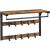 VASAGLE Raft de perete tip cuier, 10 carlige detasabile, sina pentru haine, 30x65x42cm, maro rustic si negru Household NewTrend