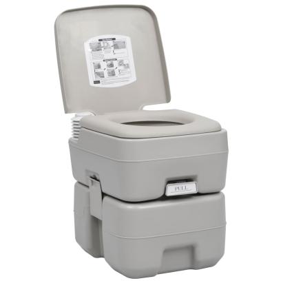 Toaleta WC Portabila pentru Camping sau Rulota, Volum 20+10 L, Culoare Gri