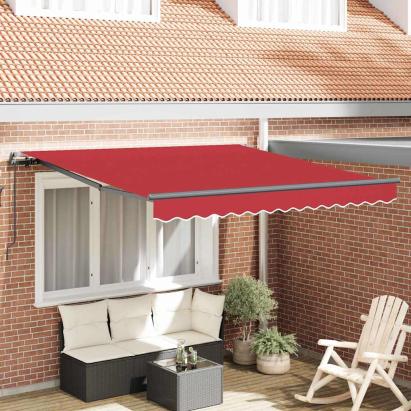 Cortina Retractabilă Manual Roșu 300 x 250 cm Poliester și oțel GartenMobel Dekor