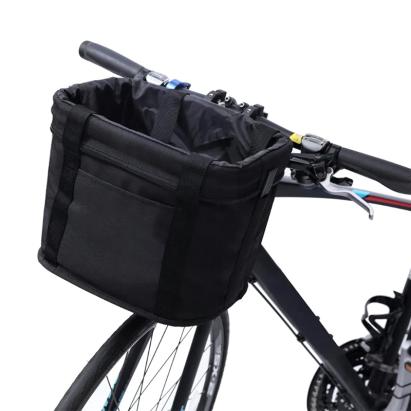 Cos bicicleta fata 34x24x25 cm, aluminiu si material textil, sistem click, cu husa ploaie, negru Household NewTrend