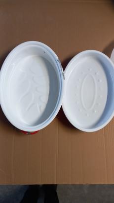 Tigaie cu capac pentru prajit rata ( alb-rosu) 37*26 cm Resigilat Handy KitchenServ