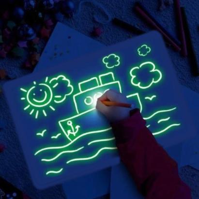 Tablita magica fosforescenta rescriptibila, marker invizibil uv forma a3 MultiMark GlobalProd