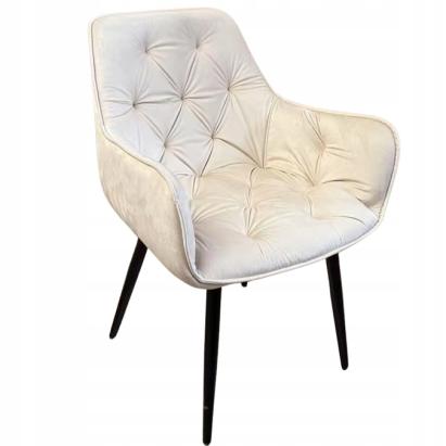 Fotoliu catifea tapitat, cu spatar inalt si design cu cusaturi, 55x60x89 cm, bej Household NewTrend