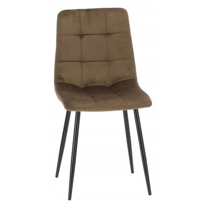 Scaun living tapitat cu catifea, spatar matlasat, 44x54x89 cm, maro Household NewTrend