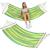 Hamac dublu cu bare din lemn, pentru 2 persoane, bumbac, 150kg, 200x150 cm, verde si galben Household NewTrend