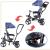 Tricicleta 3in1 105x52x94 cm, cu sezut rotativ 360°, roti fara aer, copertina reglabila, bleumarin Household NewTrend