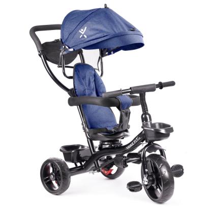 Tricicleta 3in1 105x52x94 cm, cu sezut rotativ 360°, roti fara aer, copertina reglabila, bleumarin Household NewTrend