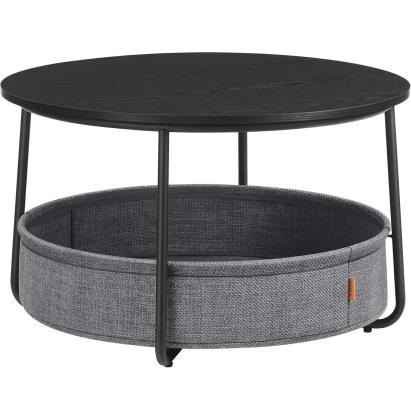 VASAGLE Masuta de cafea rotunda cu cos de stofa, stil modern, 45x75cm, negru cu gri Household NewTrend