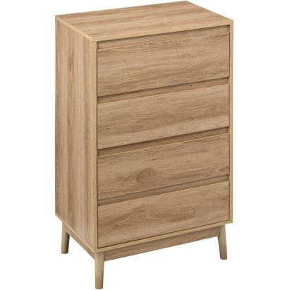 Noptiera Abana cu 4 sertare, PAL si MDF, 60x40x107 cm, bej Household NewTrend