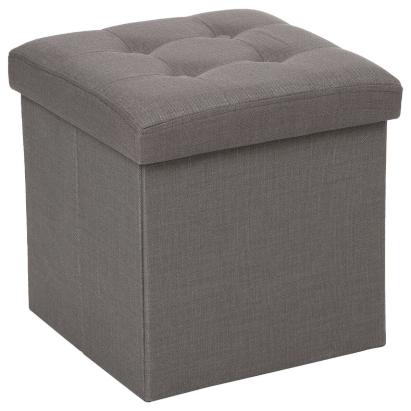 Taburet pliabil Atmosphera Lysandre cu spatiu de depozitare, 38x38x38 cm, gri Household NewTrend