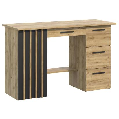 Birou Montana B120 cu 4 sertare si 1 usa, 120x45x76 cm, stejar craft si negru Household NewTrend