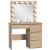 Masa de toaleta si machiaj Hollywood cu oglinda LED si 4 sertare, 94x43x140 cm, stejar Household NewTrend