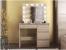 Masa de toaleta si machiaj Hollywood cu oglinda LED si 4 sertare, 94x43x140 cm, stejar Household NewTrend