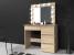 Masa de toaleta si machiaj Hollywood cu oglinda LED si 4 sertare, 94x43x140 cm, stejar Household NewTrend