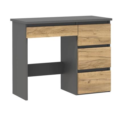 Birou calculator Beta 3 cu 4 sertare, 94x43x75 cm, finisaj antracit/craft Household NewTrend