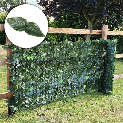 Gard artificial decorativ 50x500 cm, frunze ornamentale, protectie UV si intemperii, plastic PVC, verde inchis Household NewTrend