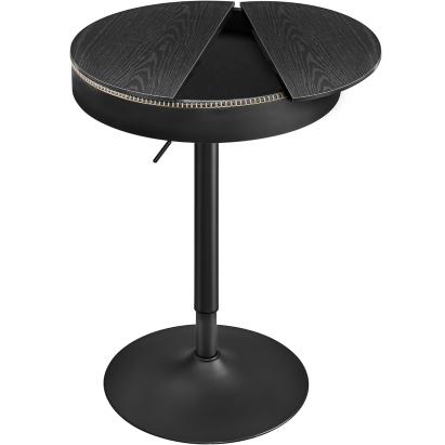 VASAGLE Masa de bar neagra, 59x59x(83-105) cm – inaltime reglabila, compartiment de depozitare Household NewTrend