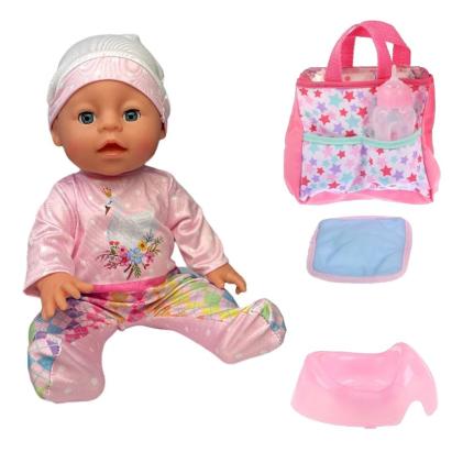 Papusa interactiva, bebelus care bea apa si face pipi, 6 accesorii, biberon, olita, 35 cm MultiMark GlobalProd