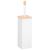 Perie WC cu rezervor detasabil si capac, din metal si bambus, 40 cm, alb Household NewTrend