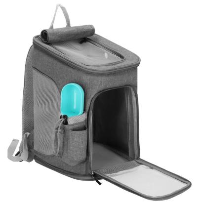 Rucsac transport animale talie mica-medie, maxim 12 kg, buzunare laterale, 39x28x27 cm, gri Household NewTrend