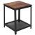 Masa de cafea patrata, noptiera cu cadru otel si polita de depozitare, 45x45x55 cm, maro rustic Household NewTrend