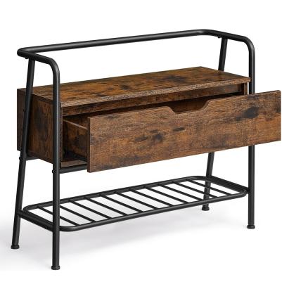 VASAGLE Pantofar cu banca de depozitare, raft si sertar, stil industrial, 30x80x64 cm, maro rustic Household NewTrend