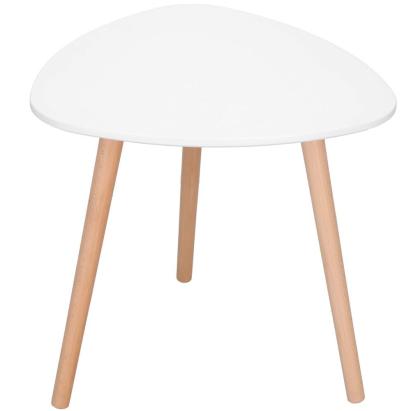 Masa de cafea, ovala, diametru 50 cm, inaltime 48 cm, Blat MDF, Picioare lemn, Alb Household NewTrend