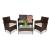 Set mobilier gradina, structura metalica, 4 piese, fotolii, canapea, masuta, model ratan, maro MultiMark GlobalProd