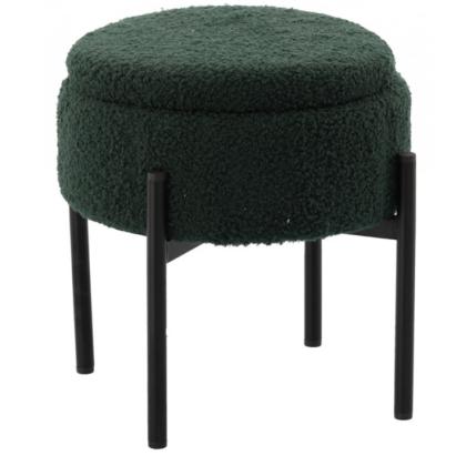 Taburet pentru copii, rotund, spatiu depozitare, 31x28cm, maxim 50kg, verde Household NewTrend