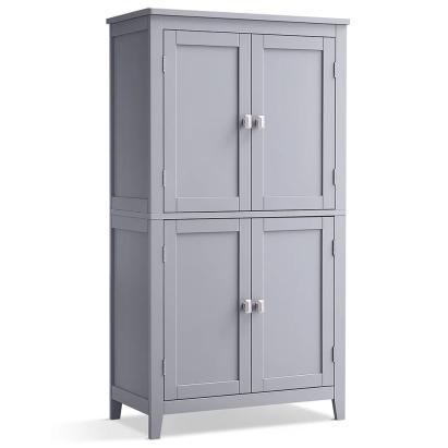 VASAGLE Dulap de baie, din MDF, cu 2 compartimente si 4 usi, rafturi reglabile, 30x60x110cm, gri Household NewTrend