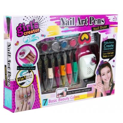 Kit pentru pictat si decorat unghiile, 7 markere, lampa, alimentare baterii, multicolor, 6+ MultiMark GlobalProd