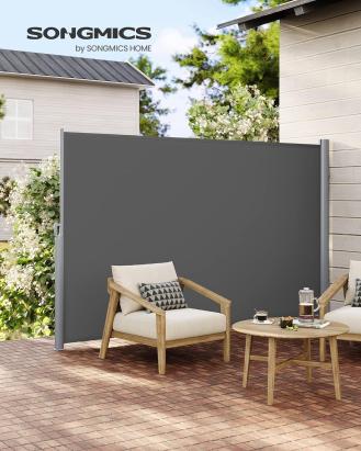 SONGMICS Paravan lateral pentru intimitate, extensibil, sistem fixare inclus, 160x400cm, gri Household NewTrend