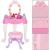 Masa toaleta pentru copii, cu taburet, 19 accesorii joaca, din plastic, 37x20x60 cm, roz Household NewTrend