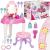 Masa toaleta pentru copii, cu taburet, 19 accesorii joaca, din plastic, 37x20x60 cm, roz Household NewTrend
