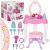 Masa toaleta pentru copii, cu taburet, 19 accesorii joaca, din plastic, 37x20x60 cm, roz Household NewTrend