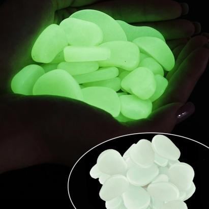 Pietricele fosforescente translucide care lumineaza verde, decorative, 3-5 cm cantitate 100 gr MultiMark GlobalProd