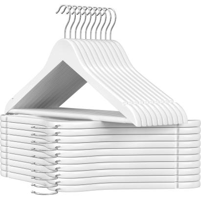 SONGMICS Set de 20 umerase din lemn, cu bara anti-alunecare pentru pantaloni, carlig pivotant la 360°, 45cm, alb Household NewTrend