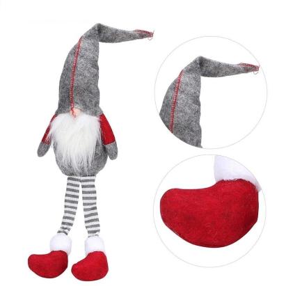 Elf de jucarie 50 cm, figurina decorativa craciun, material textil, rosu si gri MultiMark GlobalProd