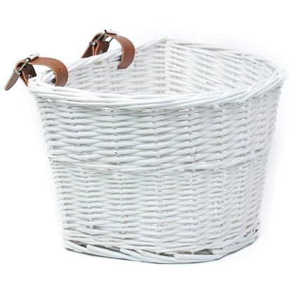 Cos frontal pentru bicicleta, prindere curele, 21x36x24 cm, detasabil, ratan, alb MultiMark GlobalProd