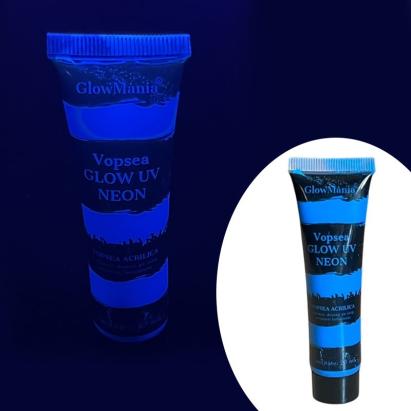 Vopsea glow uv albastru neon, formula non-toxica, pentru body painting, recipient 25 ml MultiMark GlobalProd