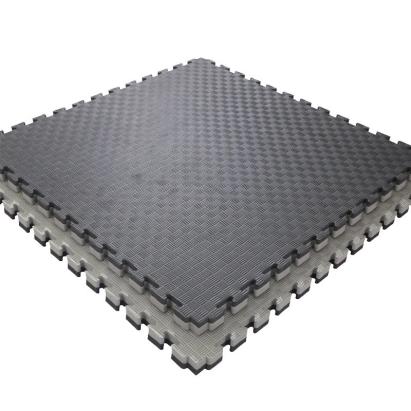 Covoras tip puzzle xxl, spuma eva, 100x100 cm, grosime 2 cm, antiderapant, bicolor culoare produs negru/gri MultiMark GlobalProd