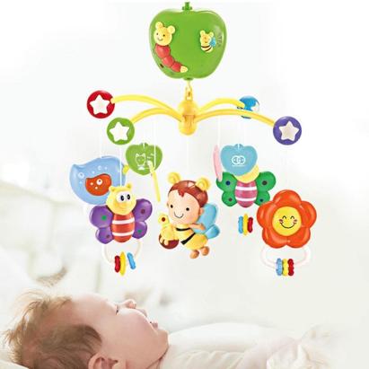 Carusel muzical pentru patut, rotativ, timer, 3 moduri muzicale, figurine albinute multicolor MultiMark GlobalProd