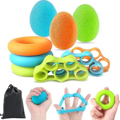 Set complet pentru exercitiile mainilor si degetelor, 9 piese, husa transport, silicon MultiMark GlobalProd