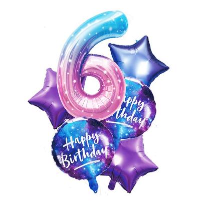 Kit aranjament baloane folie pentru petrecere, cifra 6, dimensiune 1 metru, multicolor MultiMark GlobalProd