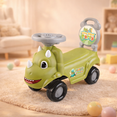 Masinuta fara pedale, model dinozaur, volan muzical, 50x21.5x33 cm, verde MultiMark GlobalProd